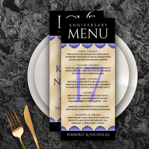 Elegant 17th Shells Wedding Anniversary Menu