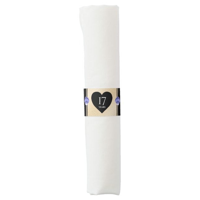Elegant 17th Shells Wedding Anniversary Monogram Napkin Bands (Front)