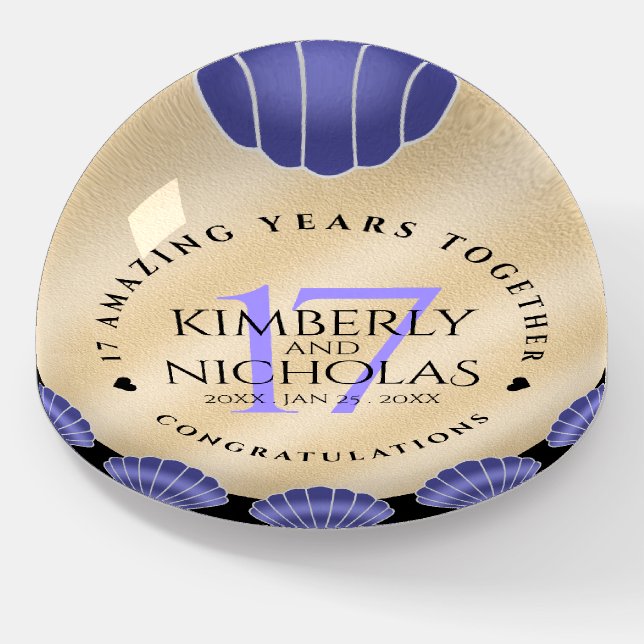 Elegant 17th Shells Wedding Anniversary Paperweight (Angled)