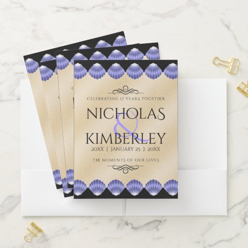 Elegant 17th Shells Wedding Anniversary Pocket Folder