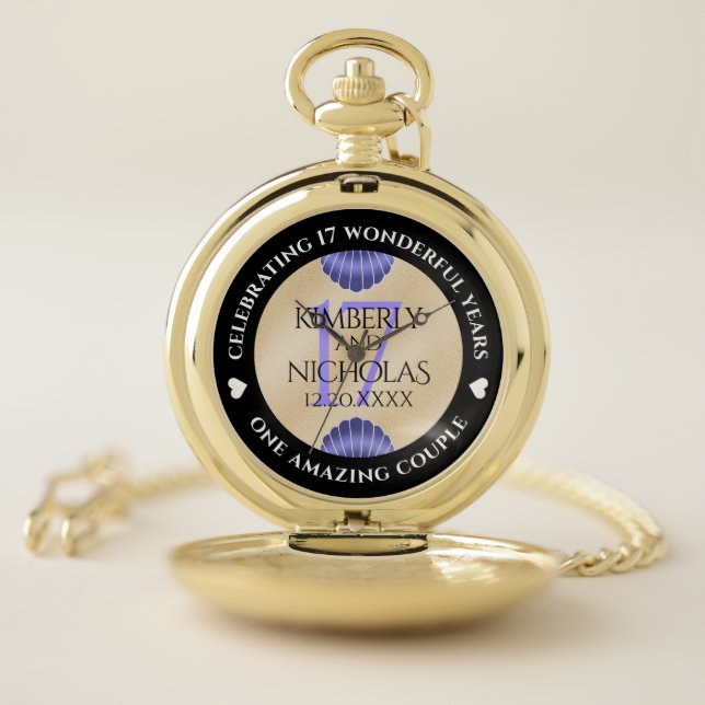 Elegant 17th Shells Wedding Anniversary Pocket Watch (Inside)