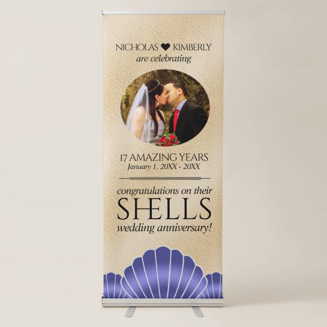 Elegant 17th Shells Wedding Anniversary Retractable Banner (Front)