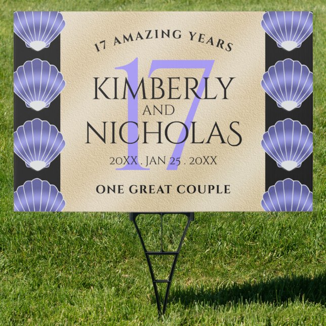 Elegant 17th Shells Wedding Anniversary Sign (Insitu)