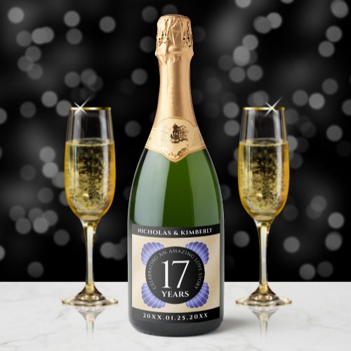 Elegant 17th Shells Wedding Anniversary Sparkling Wine Label