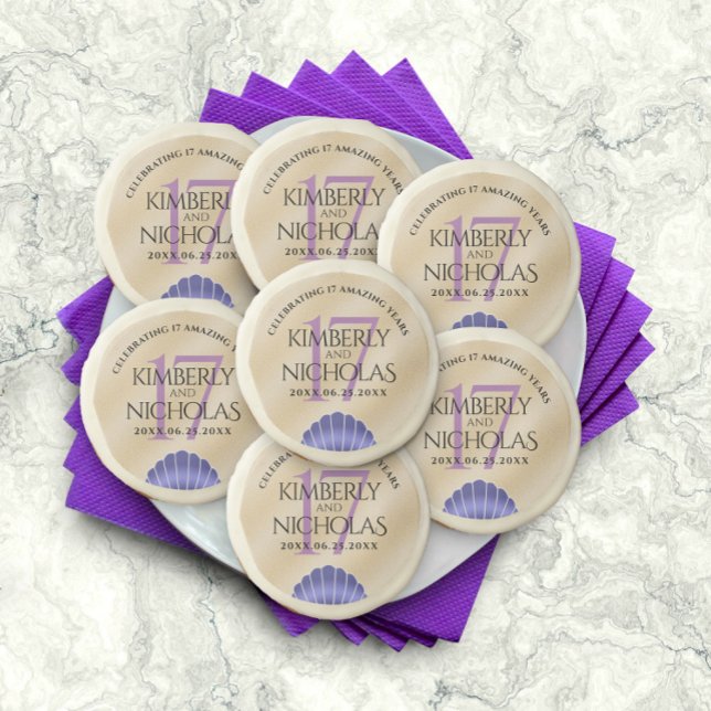 Elegant 17th Shells Wedding Anniversary Sugar Cookie (Creator Uploaded)