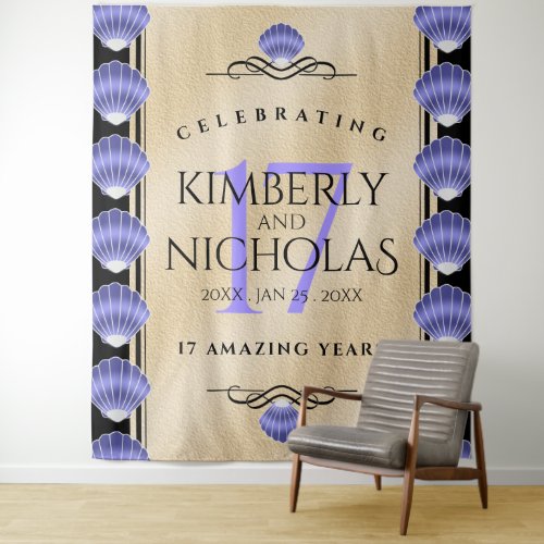 Elegant 17th Shells Wedding Anniversary Tapestry