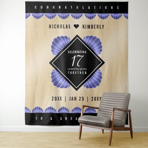 Elegant 17th Shells Wedding Anniversary Tapestry