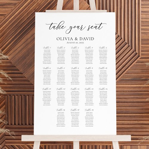 Elegant 18 Tables Take Your Seat Seating Chart Foam Board