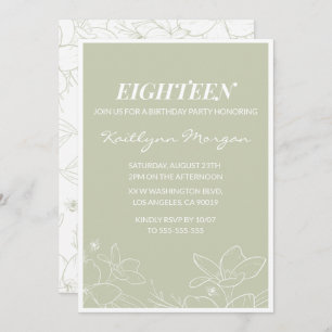 Elegant 18th birthday invitations Modern Floral 