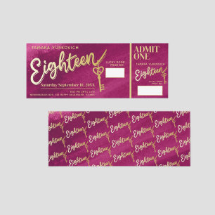 Elegant 18th Birthday key red pink gold party Raffle Tickets
