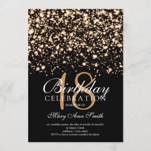Elegant 18th Birthday Party Gold Midnight Glam Invitation