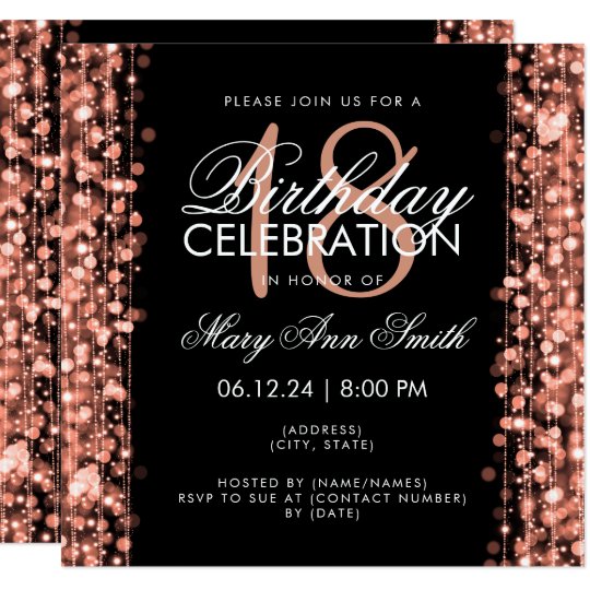 Elegant 18th Birthday Party Sparkles Rose Gold Invitation Zazzle Com