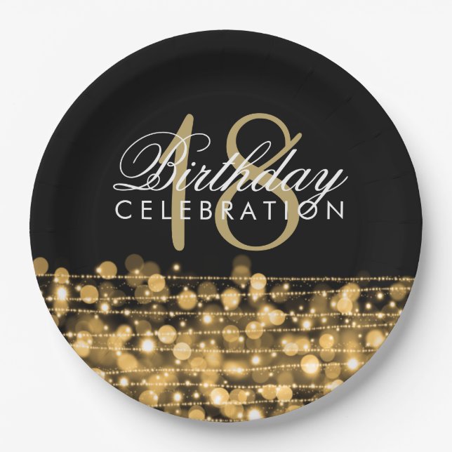 Elegant 18th Birthday Party Sparkles Rose Gold Paper Plates (Front)