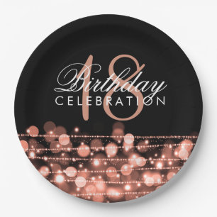 Elegant 18th Birthday Party Sparkles Rose Gold Paper Plates