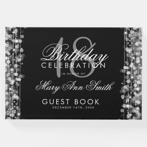 Elegant 18th Birthday Party Sparkles Silver Guest Book