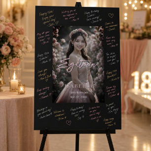 Elegant 18th Birthday Photo Signature Board