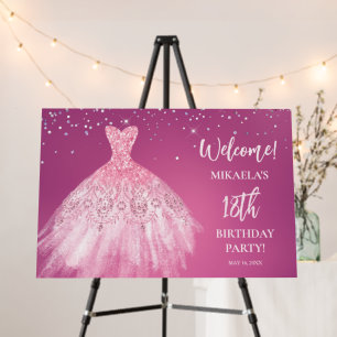 Elegant 18th Birthday Pink Glitter Welcome Sign