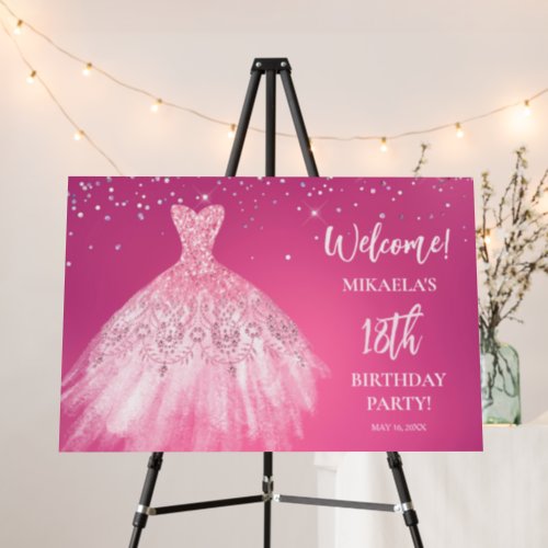 Elegant 18th Birthday Pink Glitter Welcome Sign