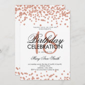 Elegant 18th Birthday Rose Gold Glitter Confetti Invitation (Front/Back)