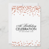 Elegant 18th Birthday Rose Gold Glitter Confetti Invitation (Back)