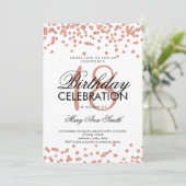 Elegant 18th Birthday Rose Gold Glitter Confetti Invitation (Standing Front)
