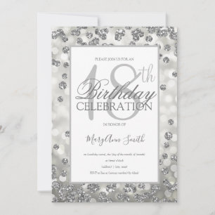 Elegant 18th Birthday Silver Glitter Lights Invitation