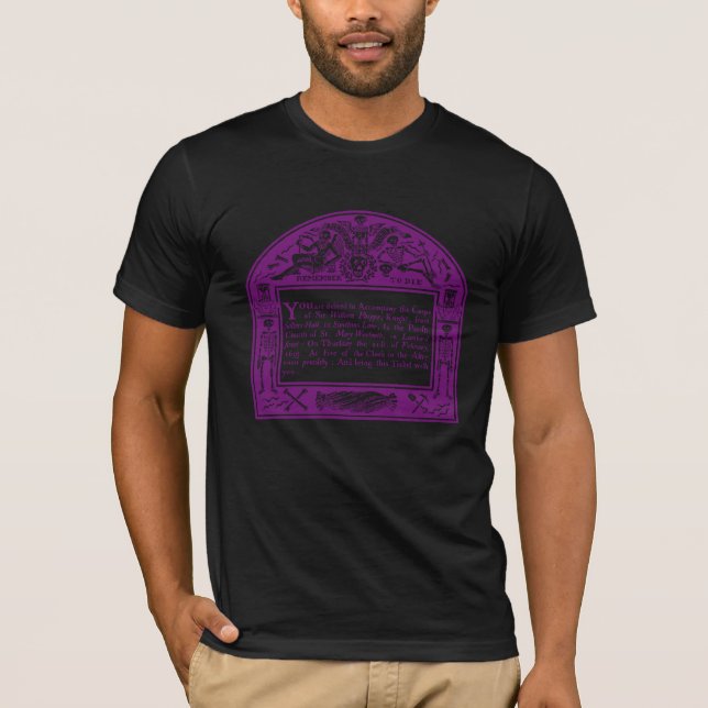 Elegant 18th C English Funeral Notice T-Shirt (Front)