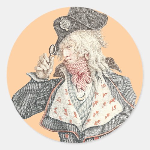 Elegant 18th Century Frenchman with a Monacle Classic Round Sticker