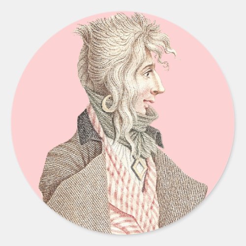 Elegant 18th Century Frenchman With Long Hair Classic Round Sticker