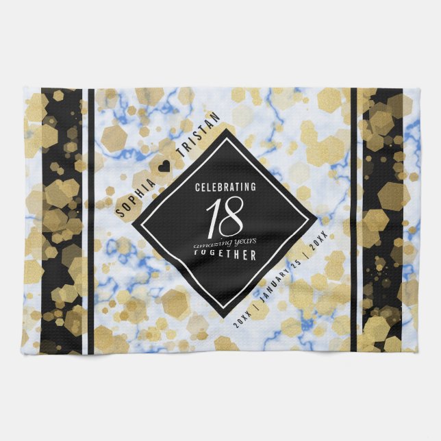 Elegant 18th Porcelain Anniversary Kitchen Towel (Horizontal)