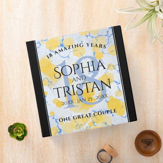 Elegant 18th Porcelain Wedding Anniversary 3 Ring Binder (In Situ)