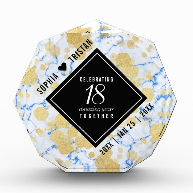 Elegant 18th Porcelain Wedding Anniversary Acrylic Award (Front)