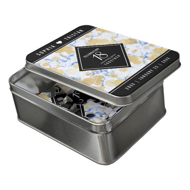 Elegant 18th Porcelain Wedding Anniversary Acrylic Jigsaw Puzzle (Lid Open)