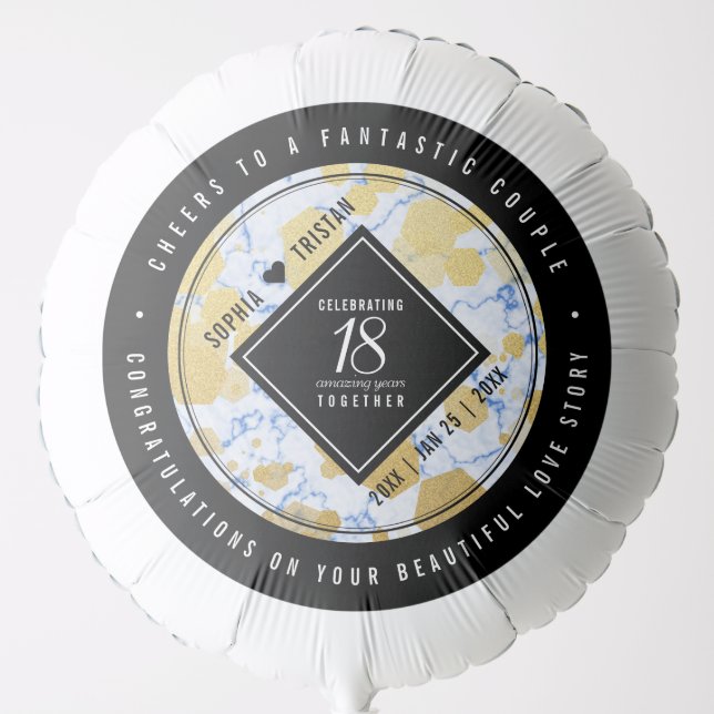 Elegant 18th Porcelain Wedding Anniversary Balloon (Front)