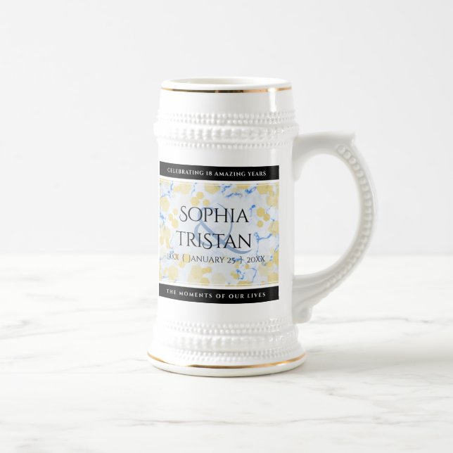 Elegant 18th Porcelain Wedding Anniversary Beer Stein (Right)