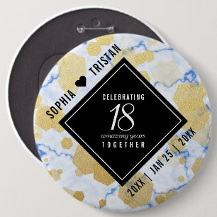 Elegant 18th Porcelain Wedding Anniversary Button