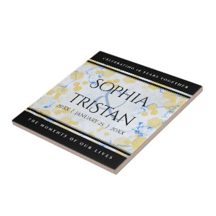 Elegant 18th Porcelain Wedding Anniversary Ceramic Tile