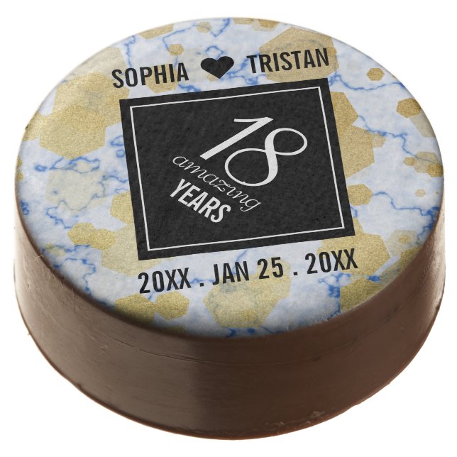 Elegant 18th Porcelain Wedding Anniversary Chocolate Covered Oreo (Angled)
