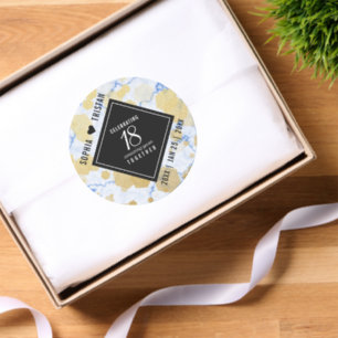 Elegant 18th Porcelain Wedding Anniversary Classic Round Sticker
