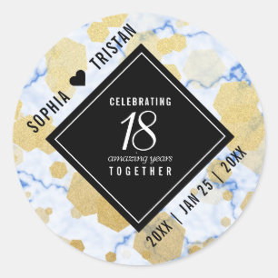 Elegant 18th Porcelain Wedding Anniversary Classic Round Sticker