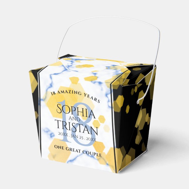 Elegant 18th Porcelain Wedding Anniversary Favor Boxes (Front Side)