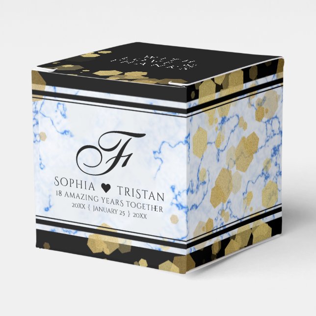 Elegant 18th Porcelain Wedding Anniversary Favor Boxes (Front Side)