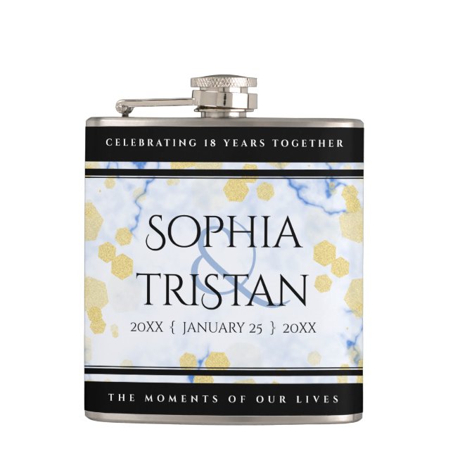 Elegant 18th Porcelain Wedding Anniversary Flask (Front)