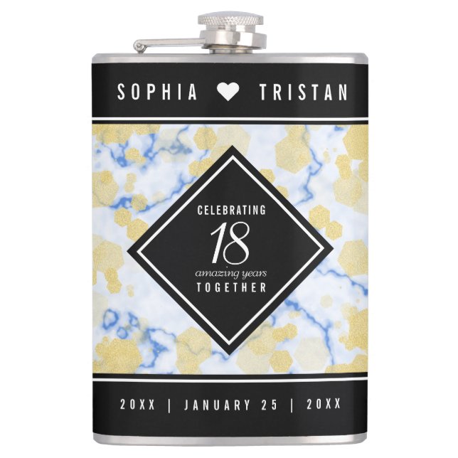 Elegant 18th Porcelain Wedding Anniversary Flask (Front)