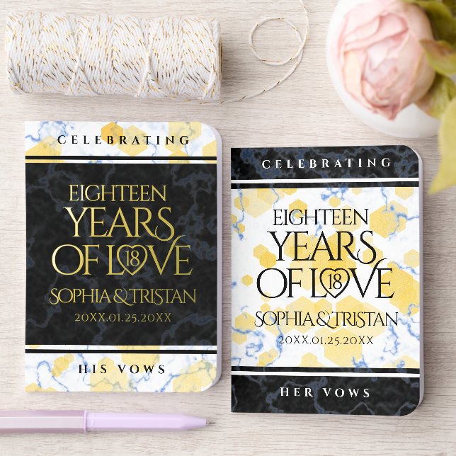 Elegant 18th Porcelain Wedding Anniversary Foil Vow Books (Wedding)