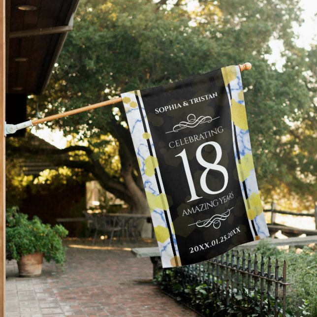 Elegant 18th Porcelain Wedding Anniversary House Flag (In SItu)