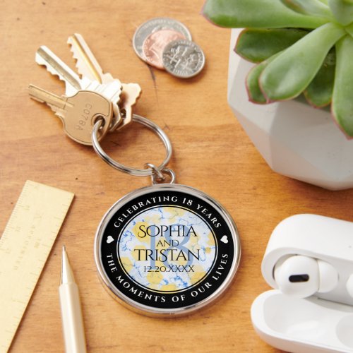 Elegant 18th Porcelain Wedding Anniversary Keychain