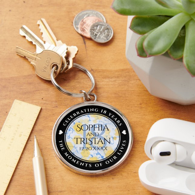 Elegant 18th Porcelain Wedding Anniversary Keychain (Desk)