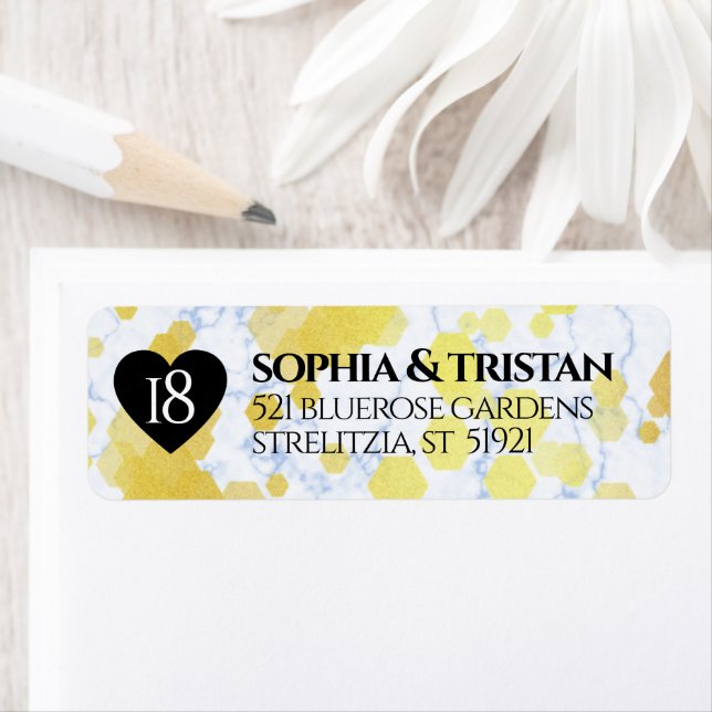 Elegant 18th Porcelain Wedding Anniversary Label (Insitu)