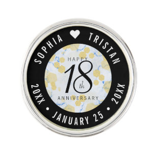 Elegant 18th Porcelain Wedding Anniversary Lapel Pin